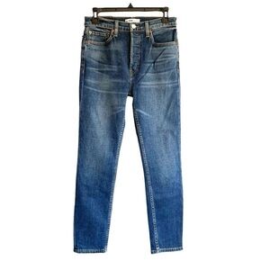 Re/Done High Rise Ankle Crop Jean Wash in Midnight Blue Size 26 New with Tag